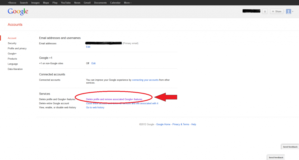 Delete profile and remove associated Google+ features