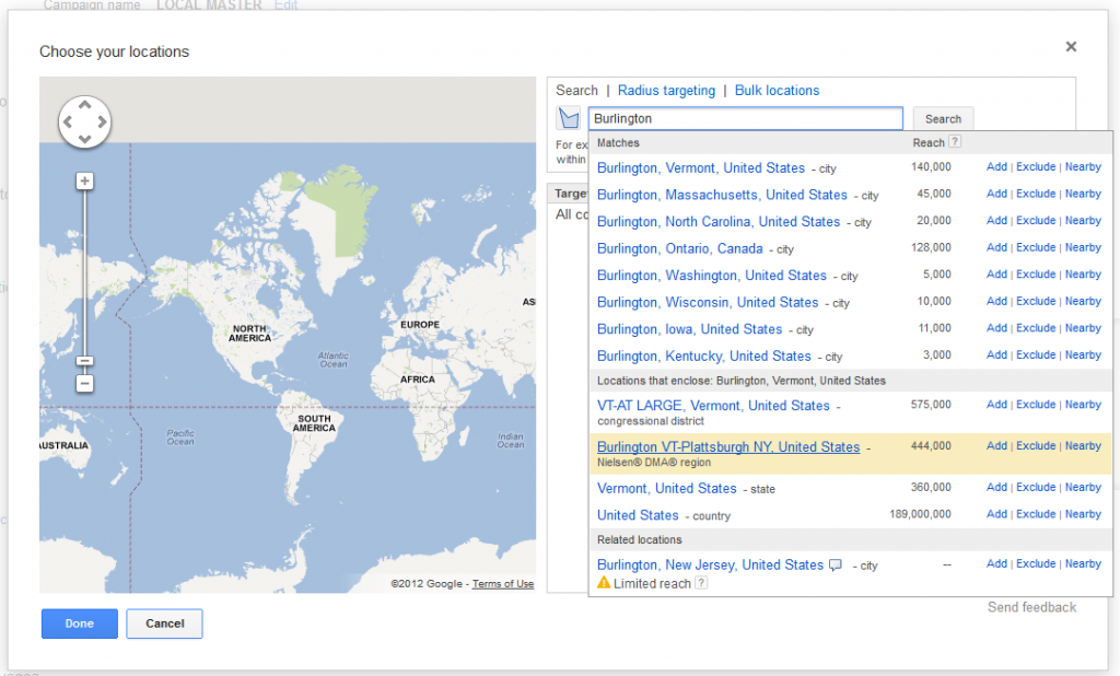 Adwords Location Targeting Burlington Plattsburgh Adwords Location Targeting Burlington Plattsburgh