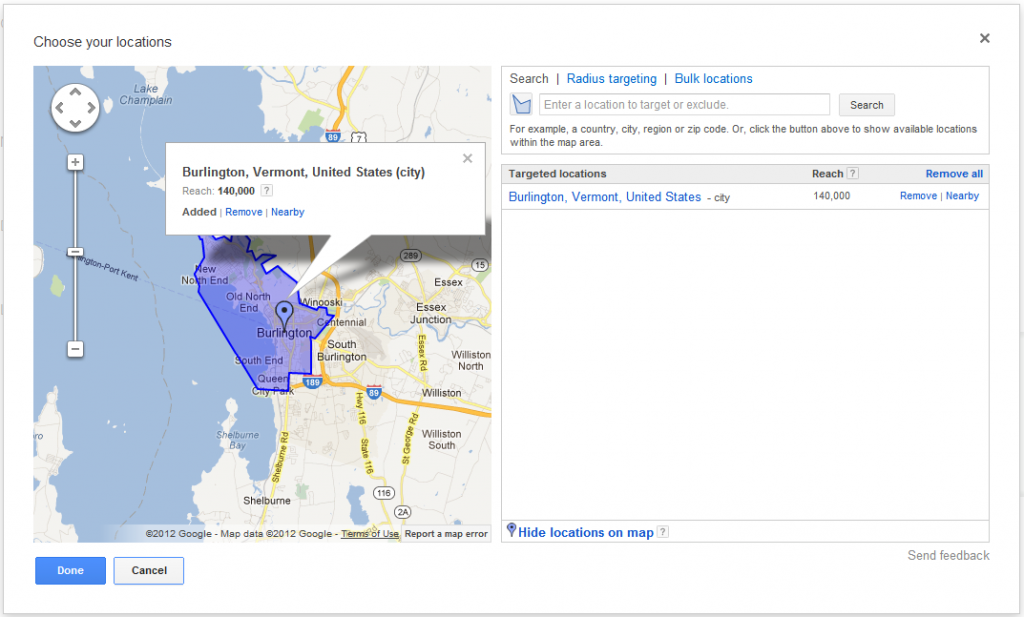 Adwords Location Targeting Burlington VT Adwords Location Targeting Burlington VT