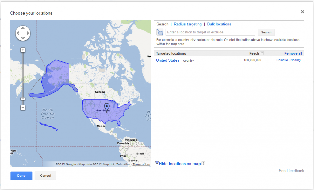 Adwords Location Targeting United States