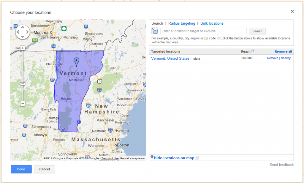 Adwords Location Targeting Vermont Adwords Location Targeting Vermont