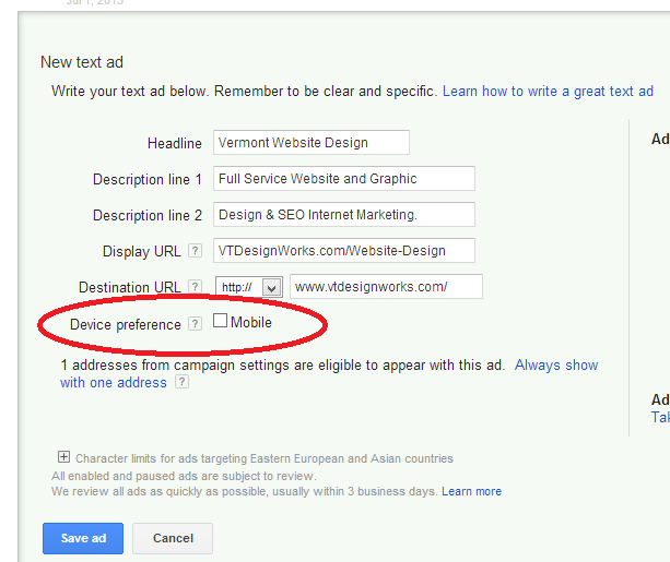 Adwords Mobile Device Preference Adwords Mobile Device Preference