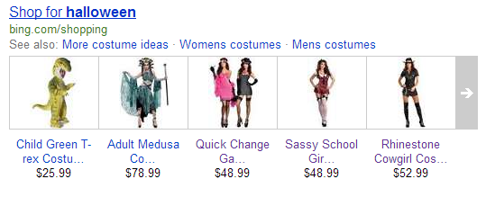 Bing Halloween Shopping Results