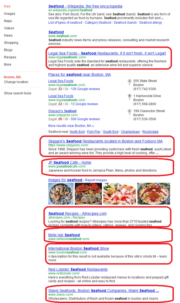 Boston Seafood Search Results