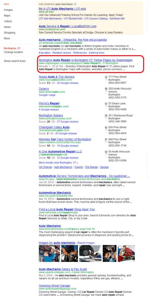 Burlington Auto Mechanic Search Results