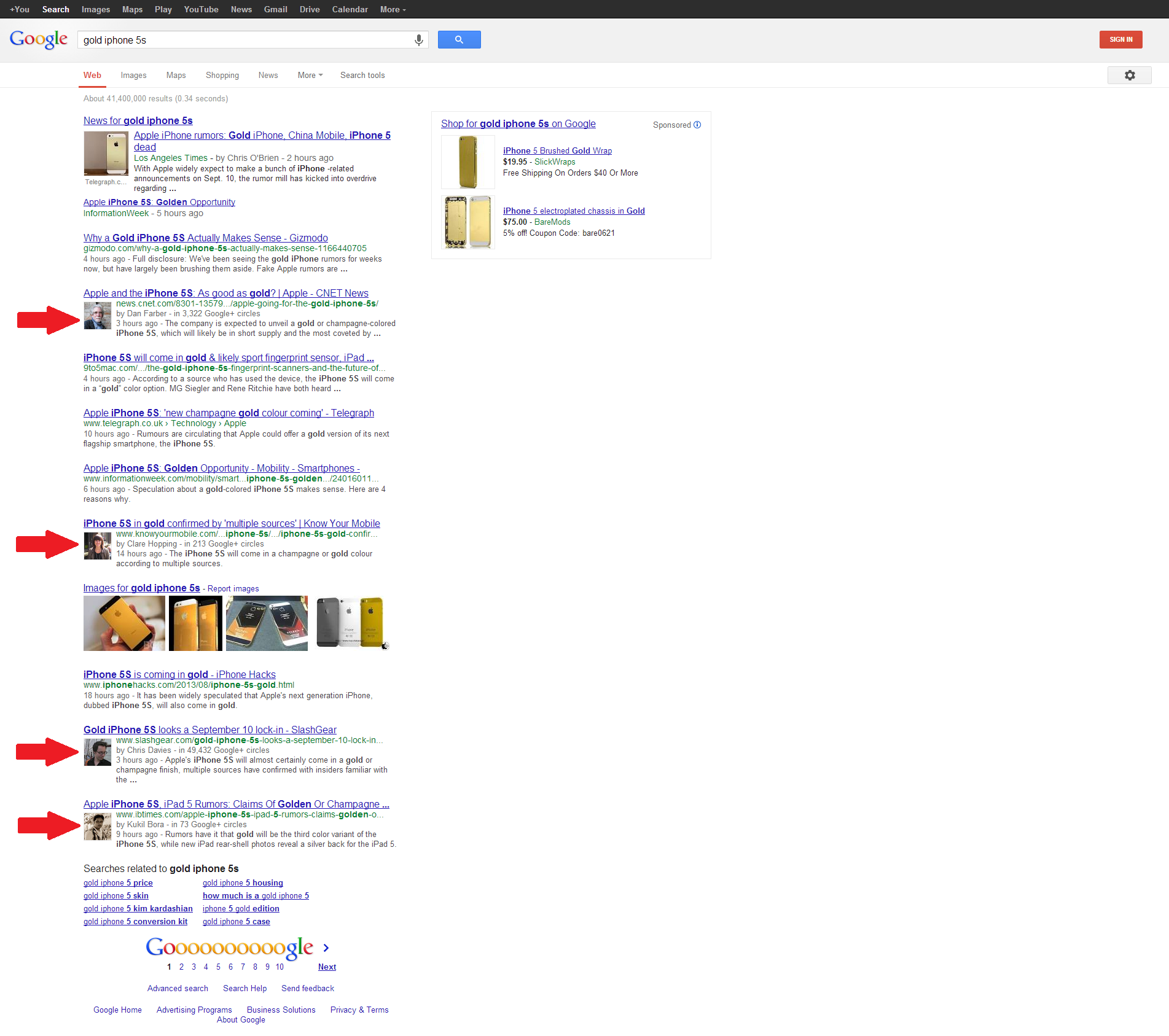Gold iPhone 5S Google Results Gold iPhone 5S Google Results