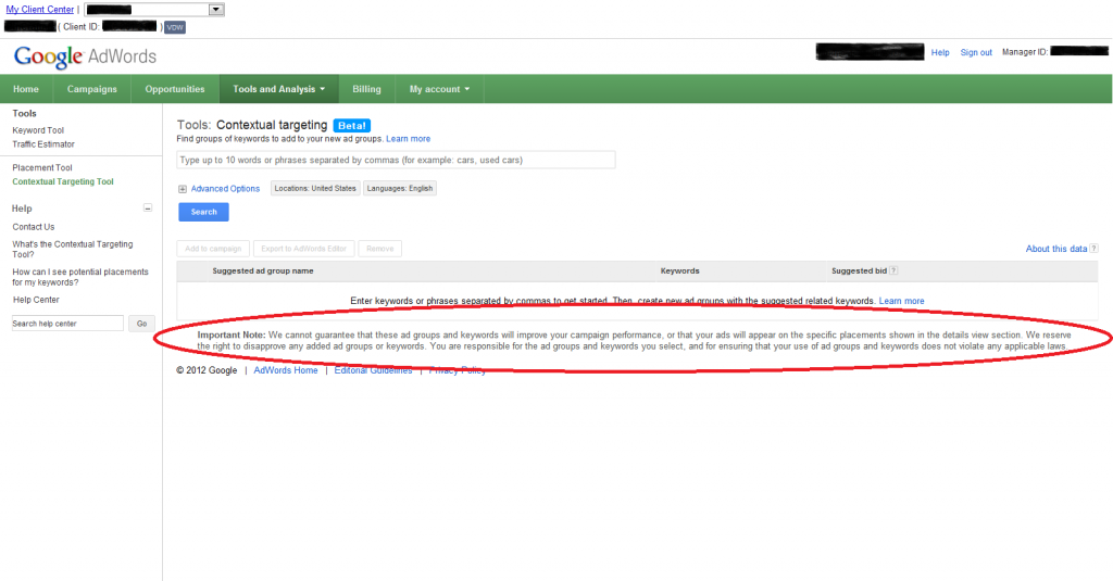 Google Adwords Contextual Targeting Tool Google Adwords Contextual Targeting Tool