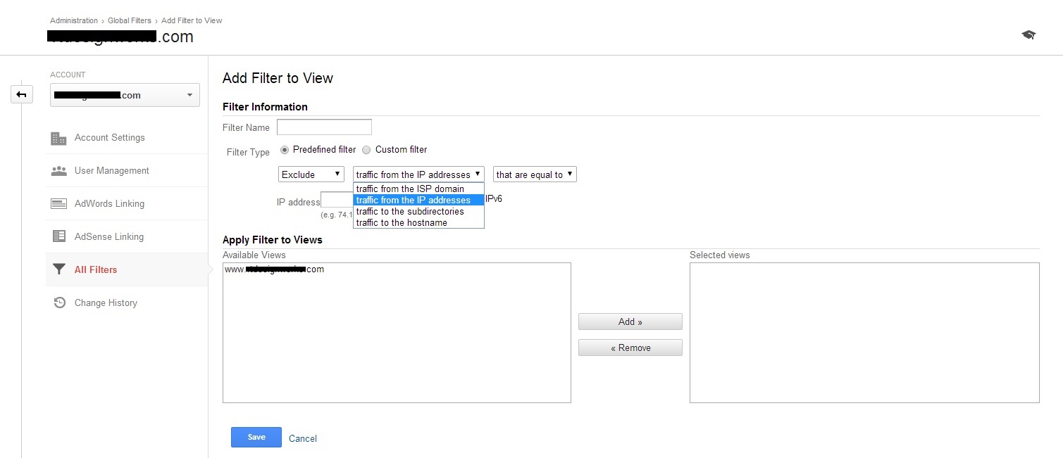 Google Analytics Add Filter