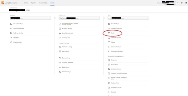 Google Analytics Admin Area