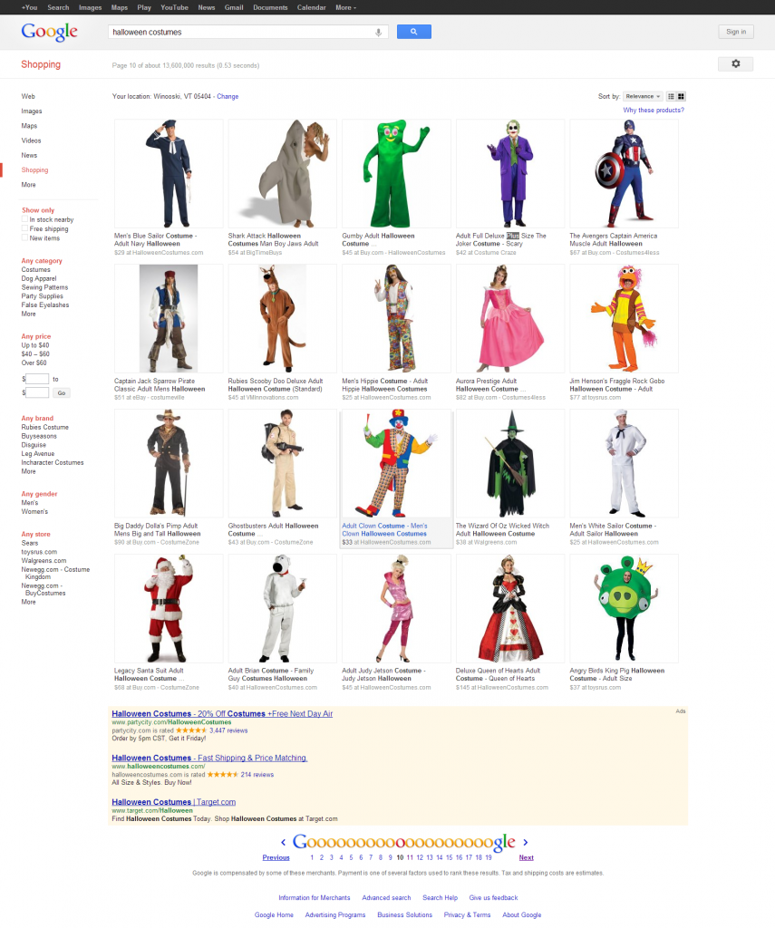 Google Halloween Costumes Shopping Results 10