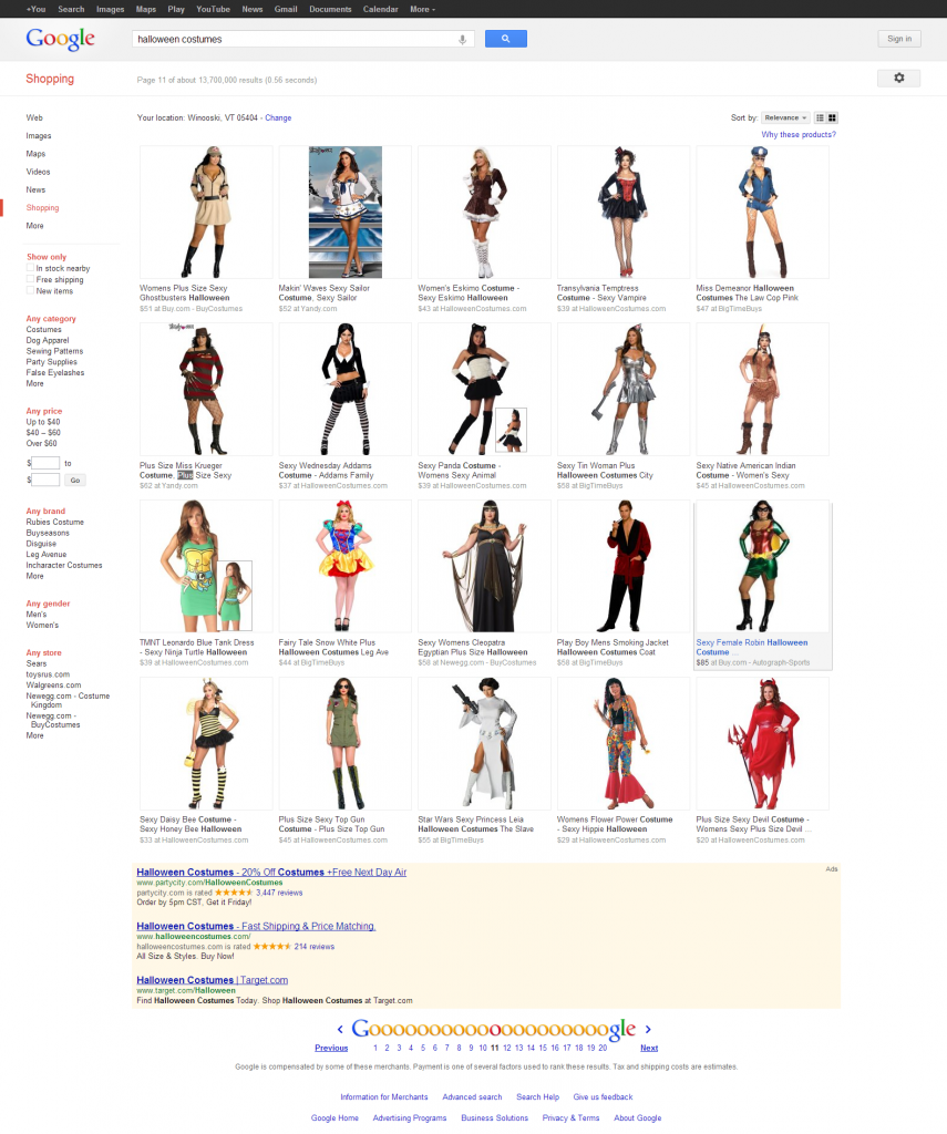 Google Halloween Costumes Shopping Results 11