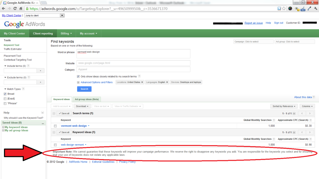 Google Keyword Tool Disclaimer Google Keyword Tool Disclaimer