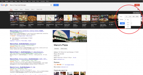 Google Local Carousel Filters