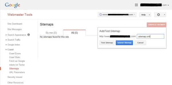 Google Webmaster Tools Sitemap Submit