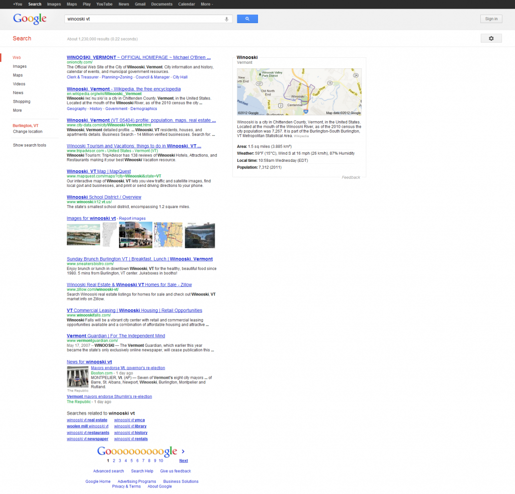 Google Winooski VT