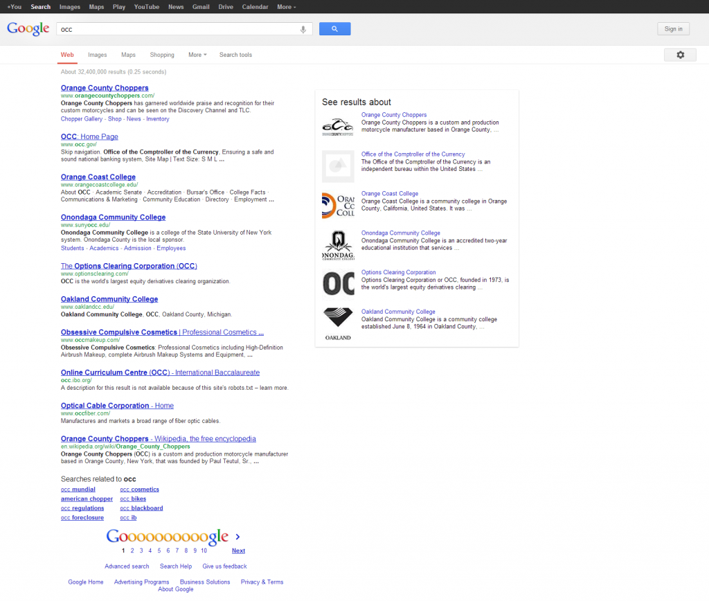 OCC Google Search OCC Google Search