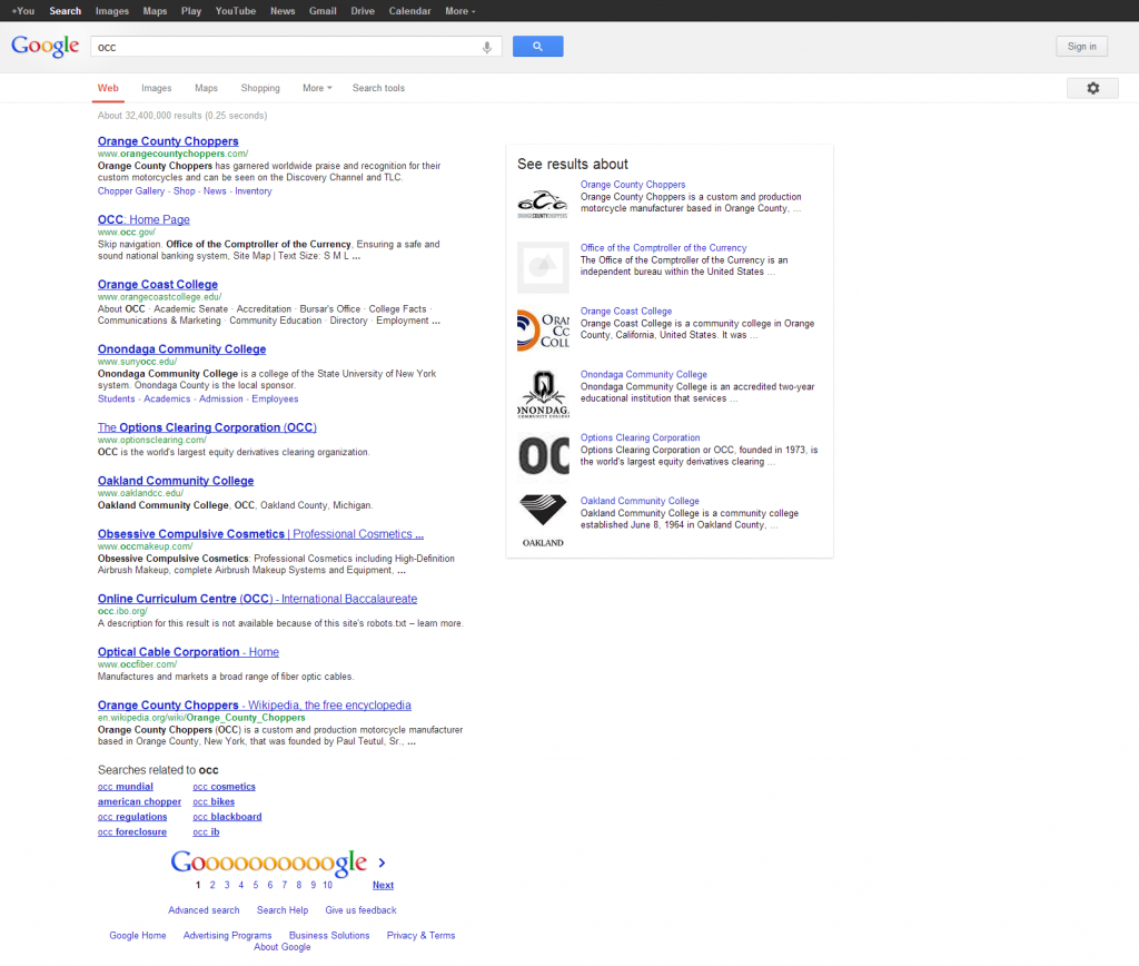 OCC Google Search