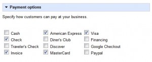 Google Places Payment Options