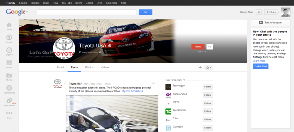 Toyota Google Plus Cover Image